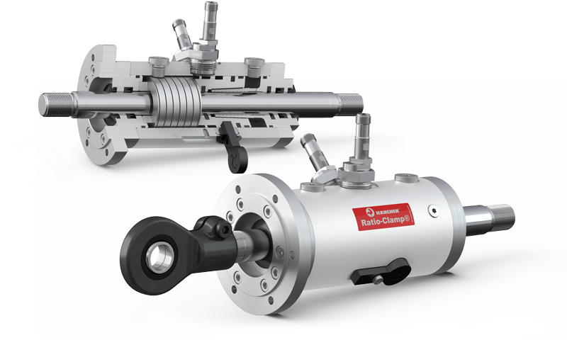 Unità di bloccaggio o testa di bloccaggio - l'unità di arresto Ratio-Clamp® serve per il bloccaggio diretto dello stelo 